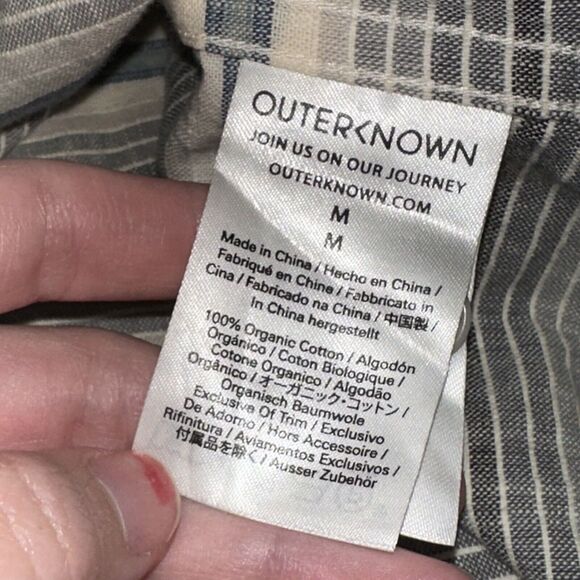 Outerknown Men’s Shirt Striped Cotton Gray Size Medium - Picture 5 of 5